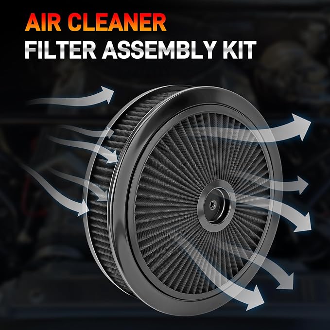 14"x3" High Flow Round Air Cleaner Filter Assembly Kit - Image 3
