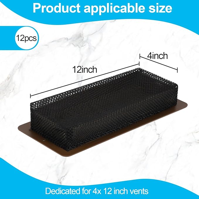 12 Pack Floor Register Cover Trap 4 X 12 Inch Vent Screen Net Black Air Vent - Image 2