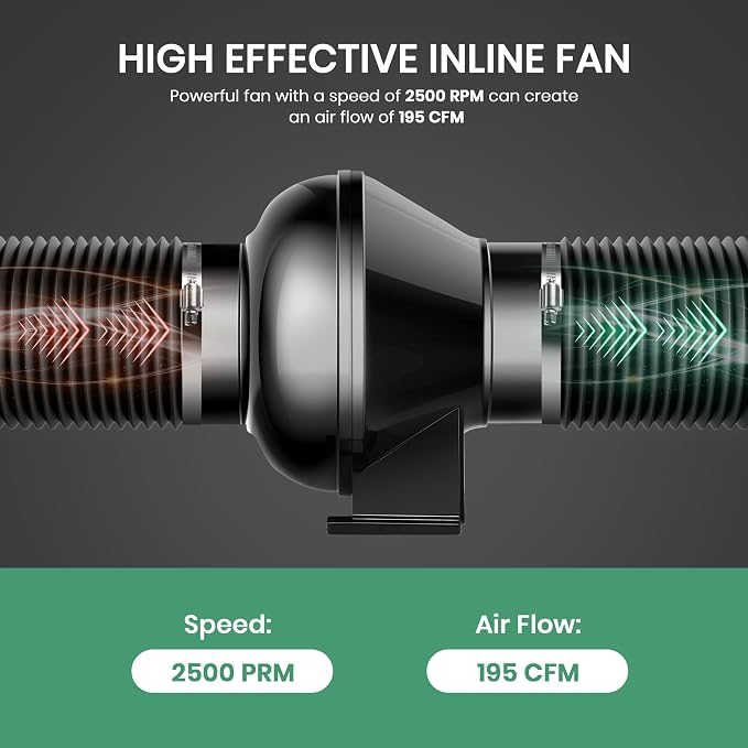InfiniPower 4 Inch 230 CFM Inline Ventilation Fan, Combo - Image 3