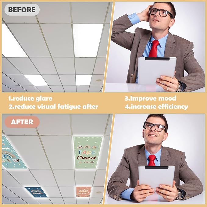 6Pcs Fluorescent Light Covers for Classroom Ceiling Lights, 4 x 2 Feet - Image 5