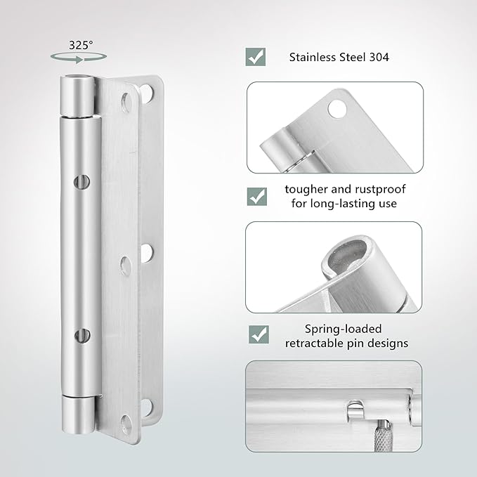4 Inch Quick Release Hinge, Stainless Steel 304, Detachable, Spring Release - Image 3