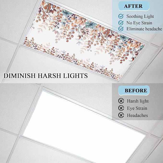 Fluorescent Light Covers for Ceiling Lights Fall Orange Eucalyptus Leaves - Image 8