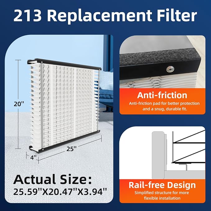 3 Pack 213 Replacement Air Filter, MERV 13, Actual Size: 20.47"x25.6"x3.94" - Image 4