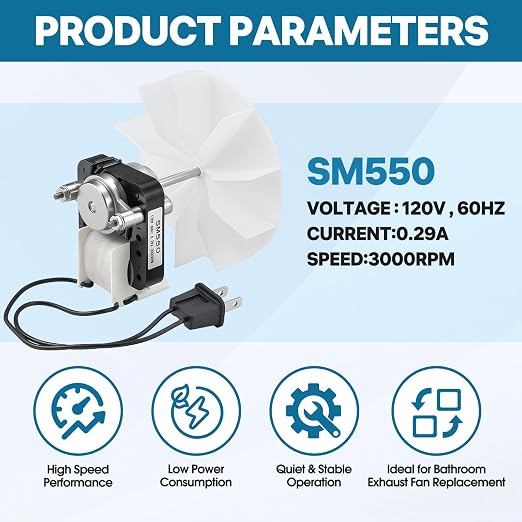 Universal Bathroom Fan Motor SM550 Replacement - Image 4