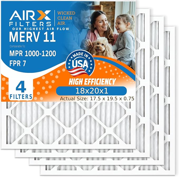 AIRX FILTERS WICKED CLEAN AIR. 18x20x1 Air Filter MERV 11 Electrostatic Pleated by AIRXFILTERSWICKEDCLEANAIR
