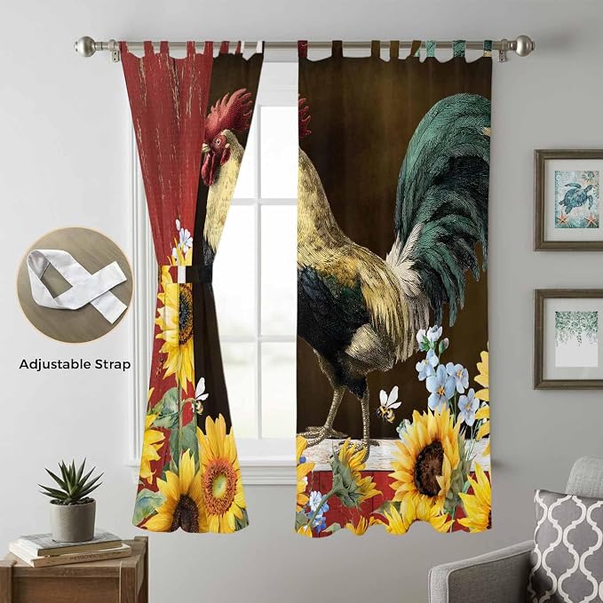 Chicken Sunflowers Living Room Curtains 96 Inch Length, Window Curtains Tab Top - Image 5
