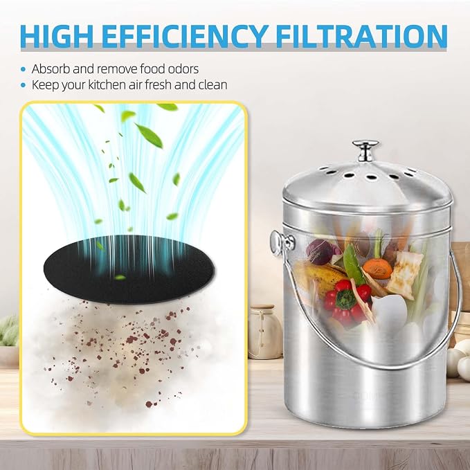 12 Pack Compost Filters for Countertop Bin, 6.7 Inch Charcoal Filters for - Image 3