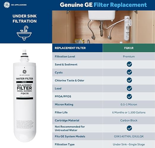 GE Single Stage Under Sink Water Filtration System, & PFOA/PFOS, Easy - Image 5