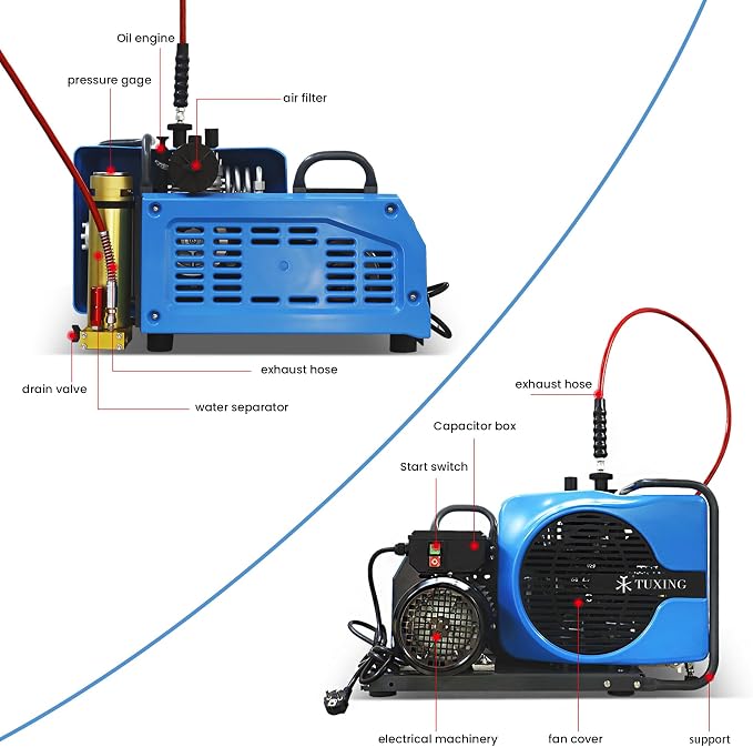 TUXING 4500Psi 300Bar High Pressure Diving Compressor, PCP Air Compressor - Image 7