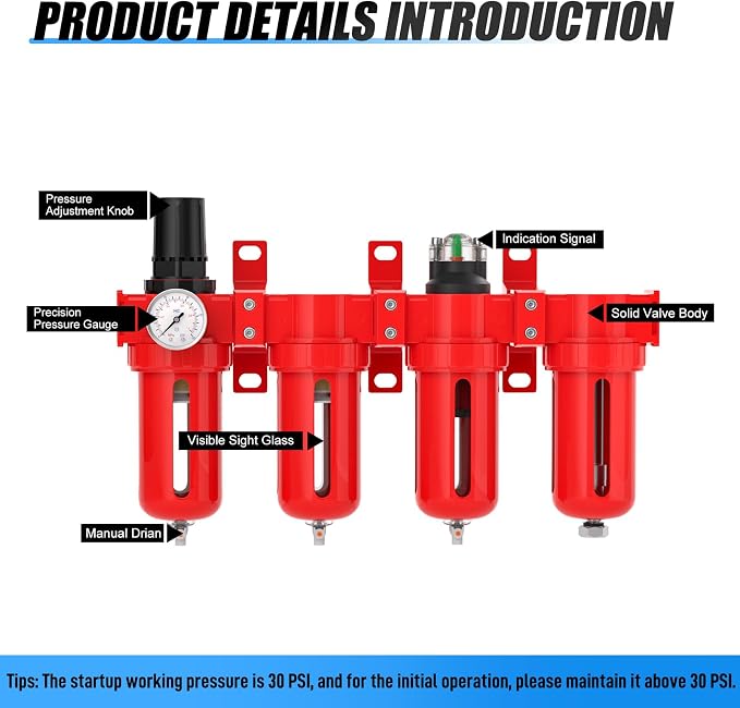 1/2" NPT Industrial Grade 4 Stage Aluminum Air Drying System, Coalescing Filter - Image 4