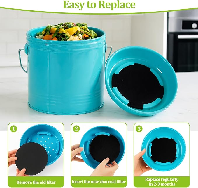 Charcoal Filters for Kitchen Compost Bin, 4 Pack Compost Filters for Countertop - Image 5