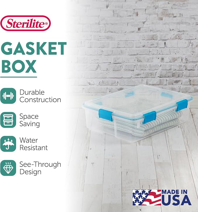 Sterilite 4-Pack Gasket Box, Home Storage Organizer Bins - Image 3