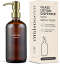 MaisoNovo Soap Dispenser 1-Piece Set | 16.9oz Amber Bottles with Gold Stainless Steel Pump