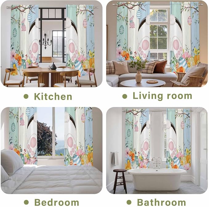 Easter Window Curtains 72 Inch Long 2 Panel Set, Rod Pocket Long Curtains & - Image 8