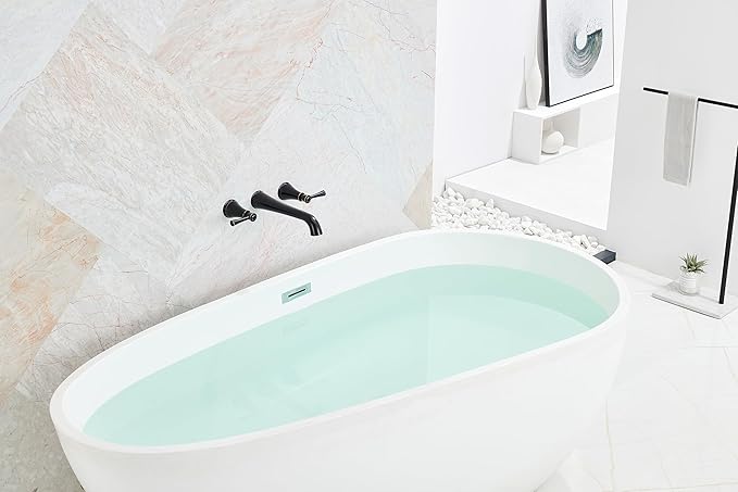 SITGES High Flow Oil Rubbed Bronze Wall Mount Bathtub Faucet with Two Level Handles,Extra-Long 10.5" Spout Reach Solid Brass Wall Tub Filler with Rough-in Valve Included
