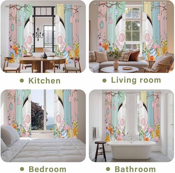 Easter Window Curtains 72 Inch Long 2 Panel Set, Rod Pocket Long Curtains & - Image 8