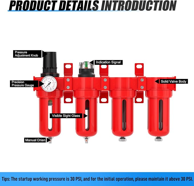 3/8" NPT Industrial Grade 4 Stage Aluminum Air Drying System, Coalescing Filter - Image 4