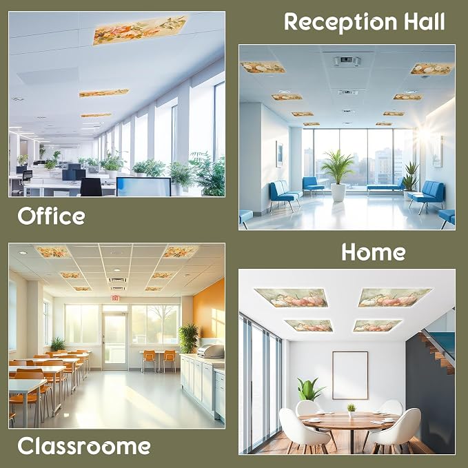 Glooglitter 4 Pcs Fall Fluorescent Light Covers 4 x 2 ft Pumpkin Magnetic - Image 7