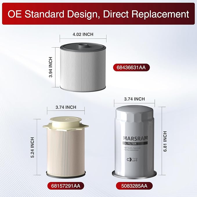 Marsram 6.7 Cummins Fuel Filter and Oil Filter Kit Fits - Image 6