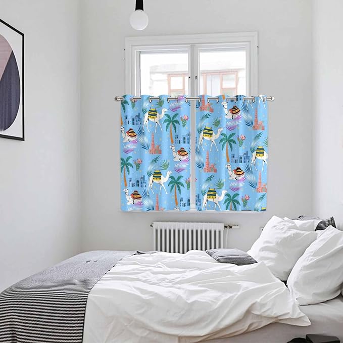 2 Panel Kitchen Cafe Curtains, Desert Landscape Sunlight Filtering Nature Air - Image 4