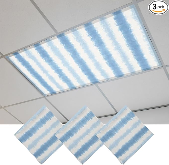Fluorescent Light Covers for Drop Ceiling Vertical Halation Blue White Striped by Unknown