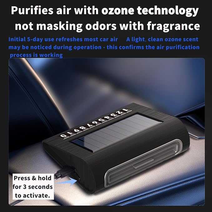 Solar Air Purifier for Car, 2-in-1 USB & Solar Charging, Ozone Ionizer - Image 2