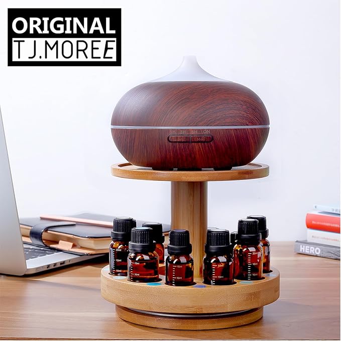 TJ.MOREE Bamboo Essential Oil Organizer 2-Tier Carousel Holder | Bamboo Material - Image 8