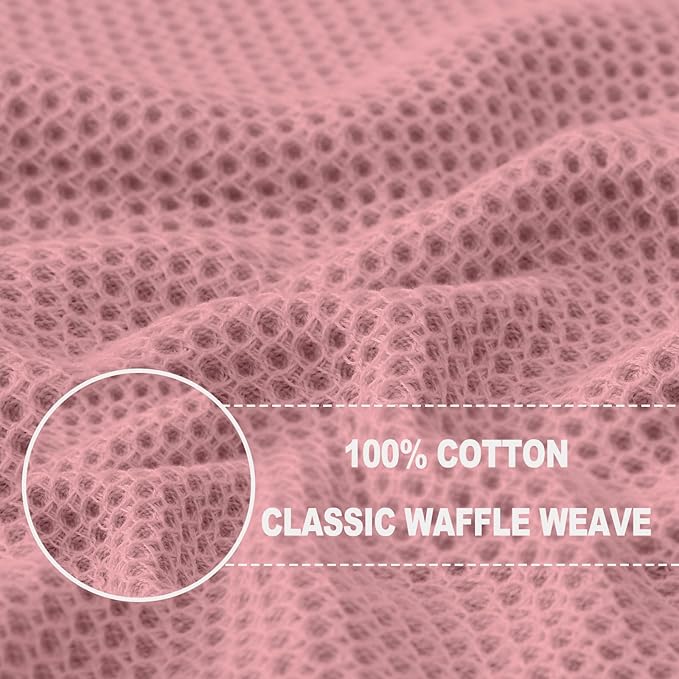 Homaxy 100% Cotton Waffle Weave Kitchen Dish Towels, Ultra Soft Absorbent Quick Drying Cleaning Towel, 13 x 28 Inches, 8-Pack, Dried Rose