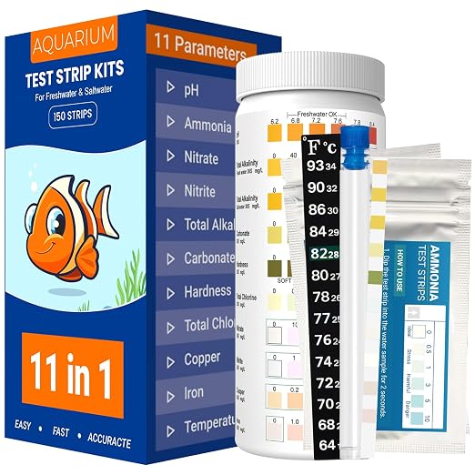 Aquarium Test Kit |150 Strips | Aquarium Test Strips 11-in-1 | Quick Accurate by AKSBTEC