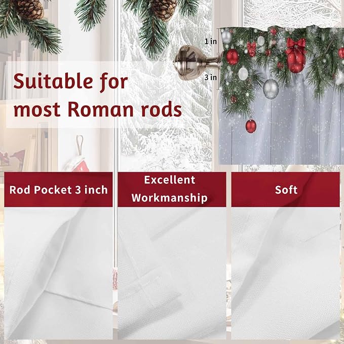Christmas Curtain Valances for Windows, Kitchen Valance Window Treatment - Image 7