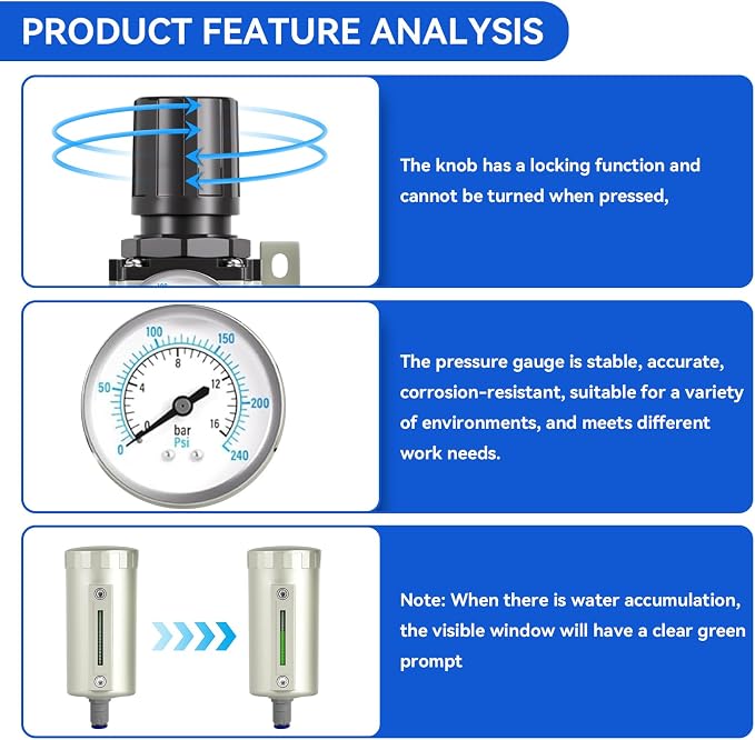3/4" NPT Industrial Grade 3 Stage Air Drying System, Air Compressor Water - Image 5