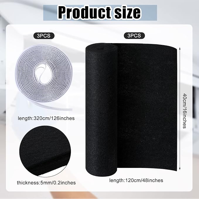 3 Pack Cut to Fit Carbon Pad Pre Filter Roll 16'' x 48'' - Image 2