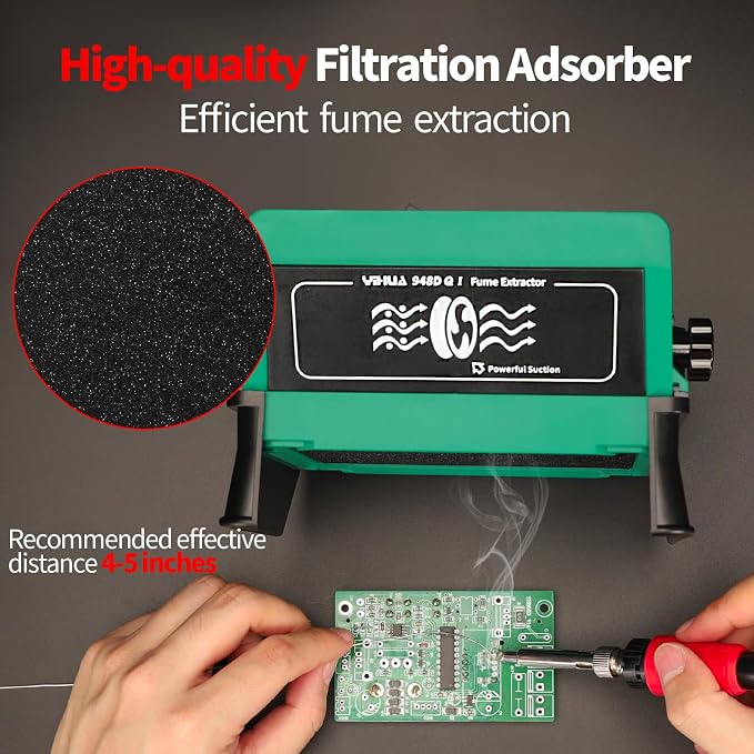 YIHUA 948DQ-I Solder Fume Extractor Fan Solder Smoke Absorber Remover Tiltable - Image 2