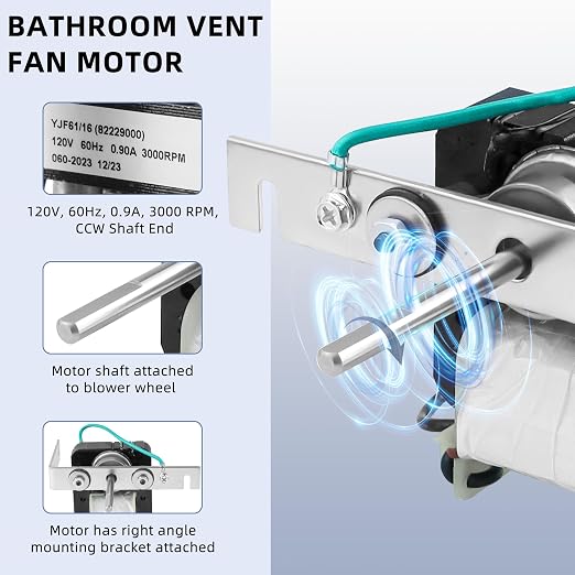 【Upgrade 100% Copper】 82229000 Bathroom Vent Fan Motor and Wheel Fit - Image 3