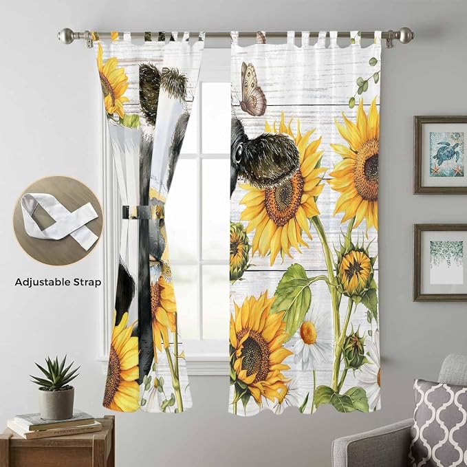 Retro Farmhouse Floral Living Room Curtains 84 Inch Length, Window Curtains Tab - Image 5