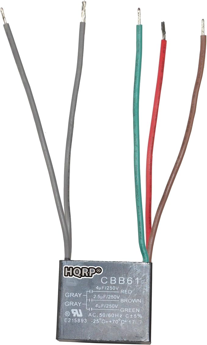 HQRP 2-Pack Ceiling Fan Capacitor CBB61 4uf+2.5uf+4uf 5-Wire UL Listed - Image 2