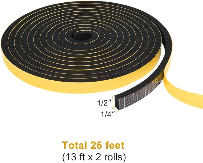 TORRAMI Weather Stripping for Windows 1/2 inch W x 1/4 inch T x 13 Ft Length - Image 2