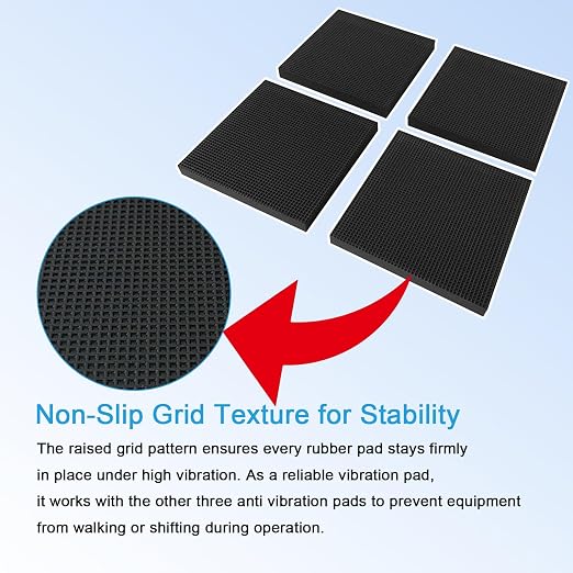 4 Pack Rubber Anti-Vibration Pads 100×100×10mm Thick Non Slip Grid Texture Anti - Image 4
