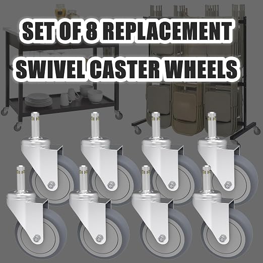 RILIDRI 3-Inch Swivel Stem Caster, 7/16-Inch Stem Diameter Rubber Wheel - Image 7