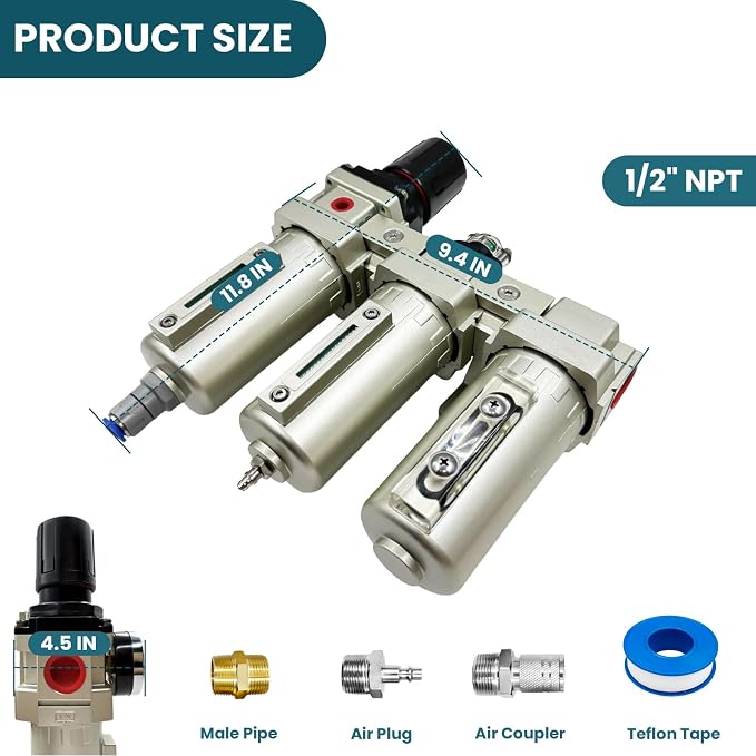 Upgraded 1/2" NPT Heavy Duty Industrial Grade 3 Stage Air Drying System - Image 4