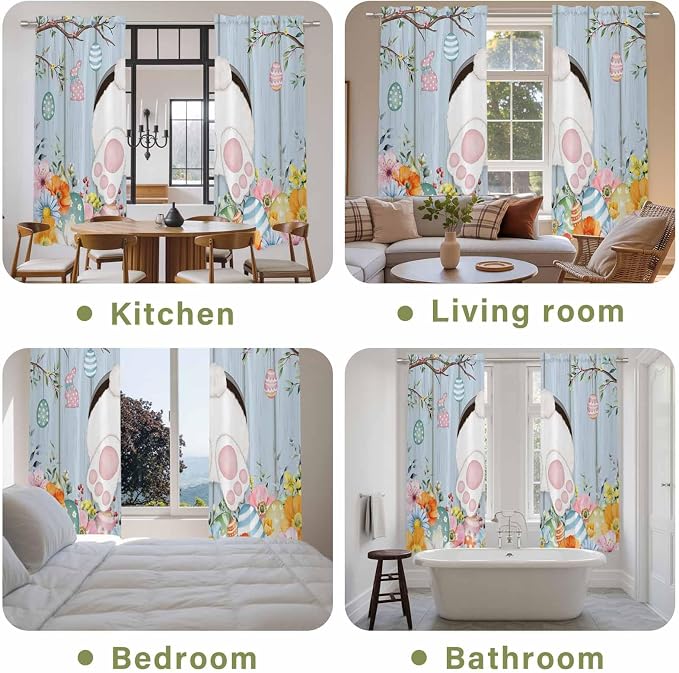 Easter Window Curtains 72 Inch Long 2 Panel Set, Rod Pocket Long Curtains & - Image 8