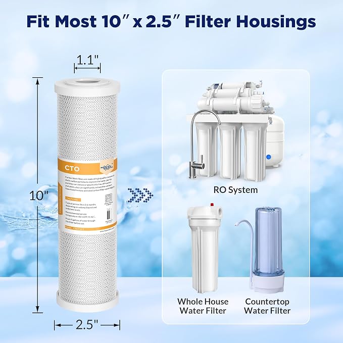 Membrane Solutions 5 Micron 2.5" x 10" CTO Carbon Block Water Filter Cartridge - Image 4