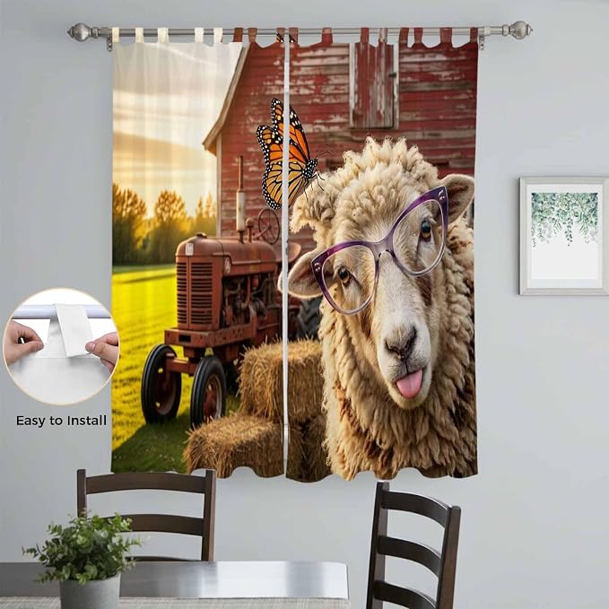 Farm Sheep Living Room Curtains 84 Inch Length, Window Curtains Tab Top - Image 4
