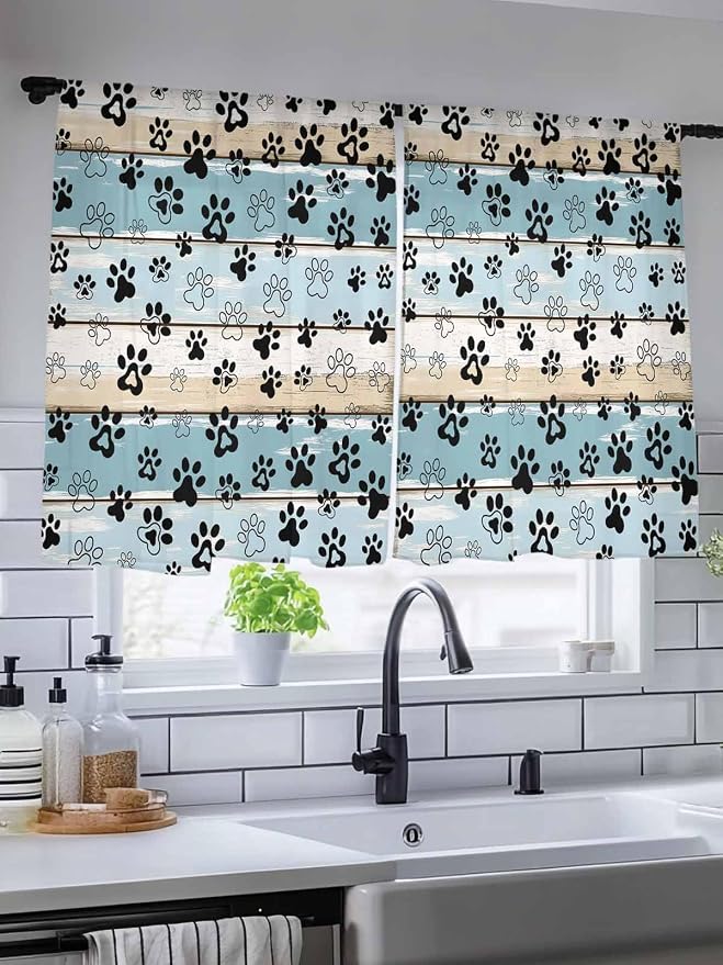 Sheer Curtains 54 Inch Length, Vintage Farmhouse Country Wood Grain Privacy - Image 5