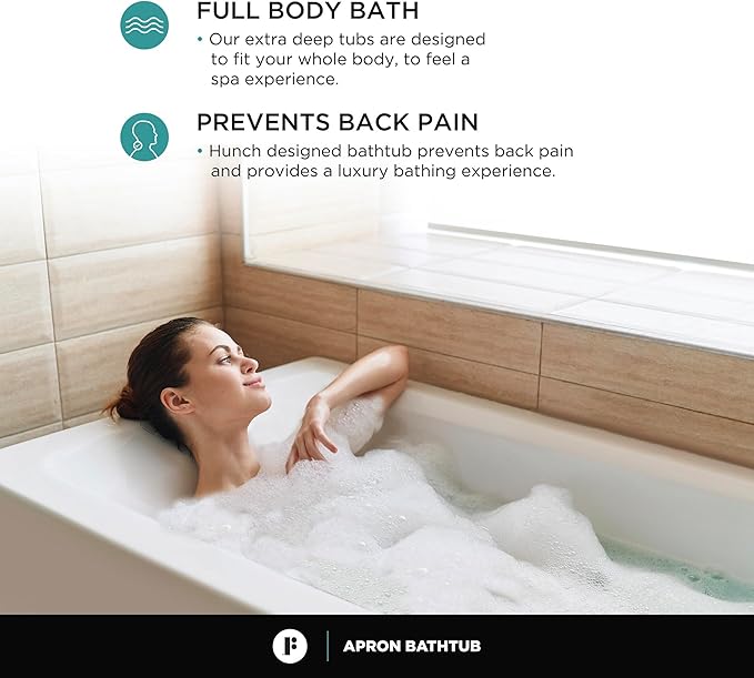 Fine Fixtures Acrylic, Fiberglass Alcove Soaking Bathtub with Integral Apron Front in Glossy White - Right Hand Drain, 60" x 36"