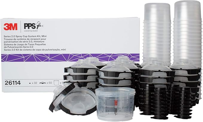 3M PPS 2.0 Spray Gun Cup, Lids and Liners Kit, 6 Ounces, 200-Micron Filter by 3MAutomotive