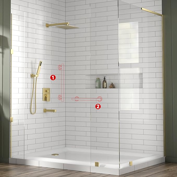 Lava Odoro Shower Grab Bar, Modern Stainless Steel Handicap Grab Bar for Bathtubs and Showers, Shower Safety Bar for Seniors Disabled, ADA-Compliant (Brushed Gold, 24 Inch)