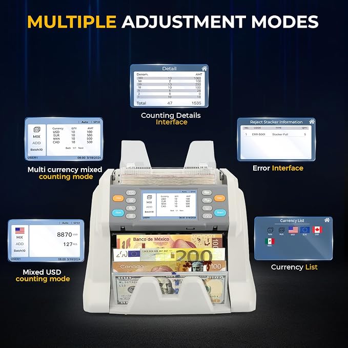 RIBAO MC-40 Mixed Denomination Money Counter, Business Grade Cash Counting - Image 2