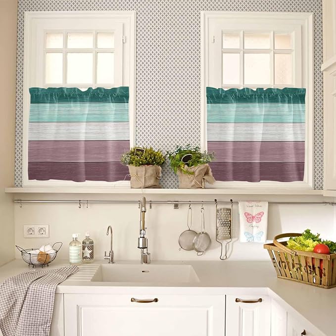 Retro Farm Woodcuts Texture Window Valance Curtains, 2 Panel - Image 6