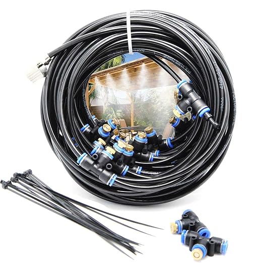 iRuiZhe Misting Cooling System Kit 59FT DIY Outdoor Mist Cooling Kit+21 Brass by iRuiZhe